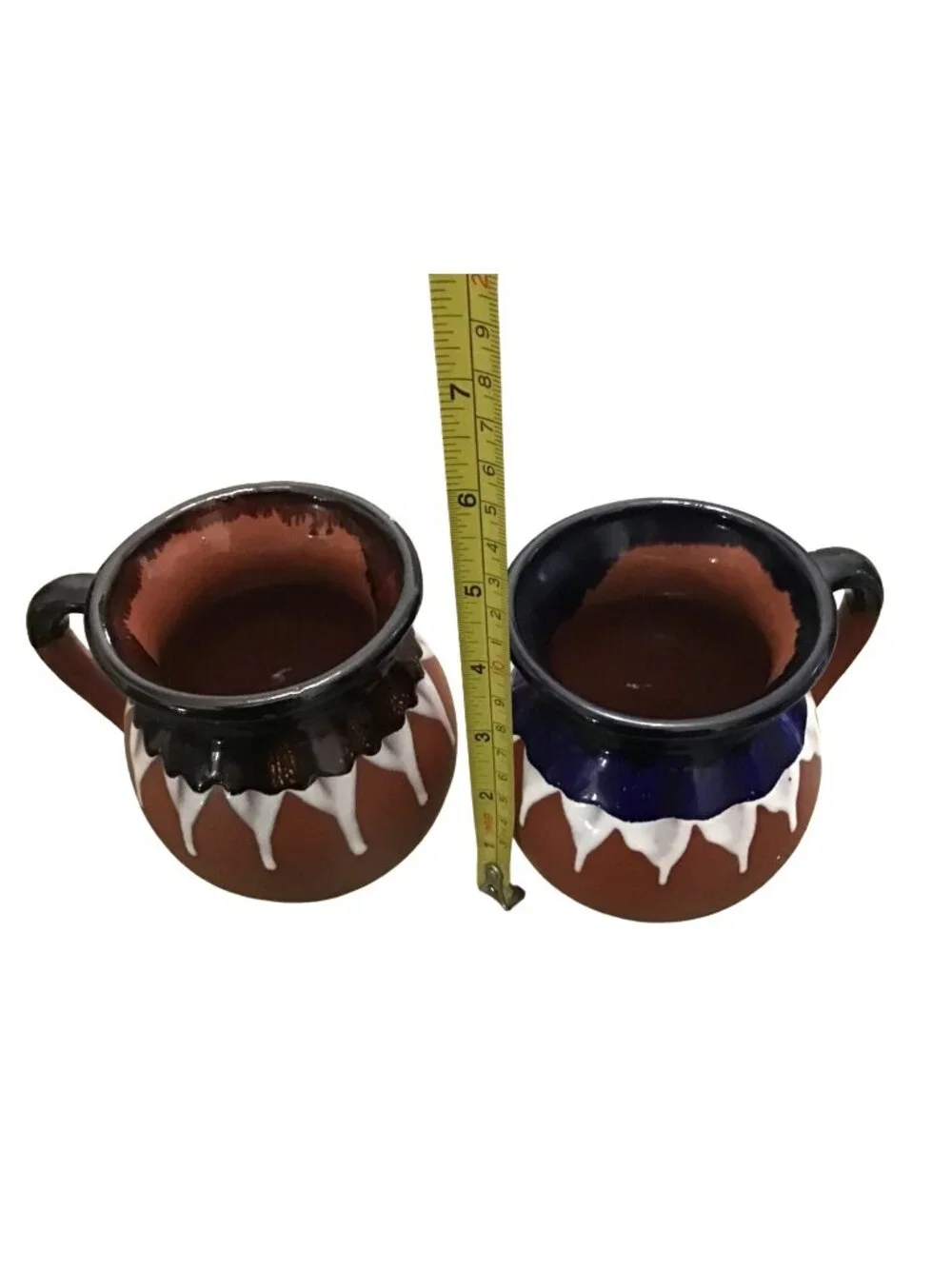 SET OF 2- CERAMIC TERRA COTTA CLAY MEXICAN BARRO COFFEE MUGS